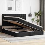 Casa si Gradina - Mobilier - Paturi si accesorii - Paturi - Pat cu lumini cu banda LED cu headboard Negru 160 x 200 cm PVC - Infinity.ro