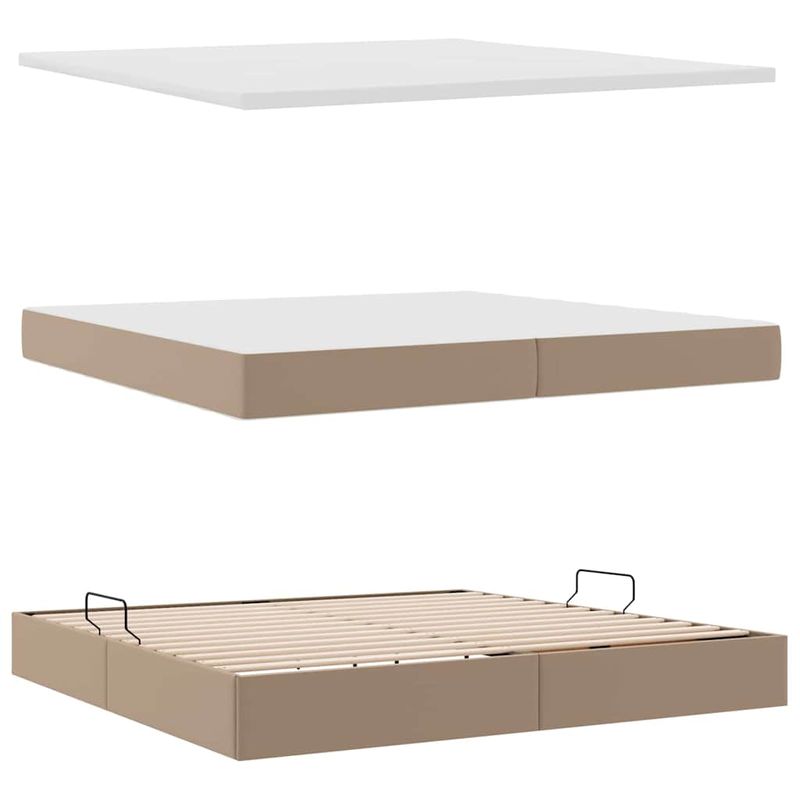 Casa si Gradina - Mobilier - Paturi si accesorii - Paturi - Pat cu lumini cu banda LED Cappuccino 200 x 200 cm PVC - Infinity.ro