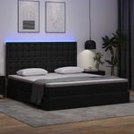 Casa si Gradina - Mobilier - Paturi si accesorii - Paturi - Pat cu lumini cu banda LED cu headboard Negru 160 x 200 cm PVC - Infinity.ro