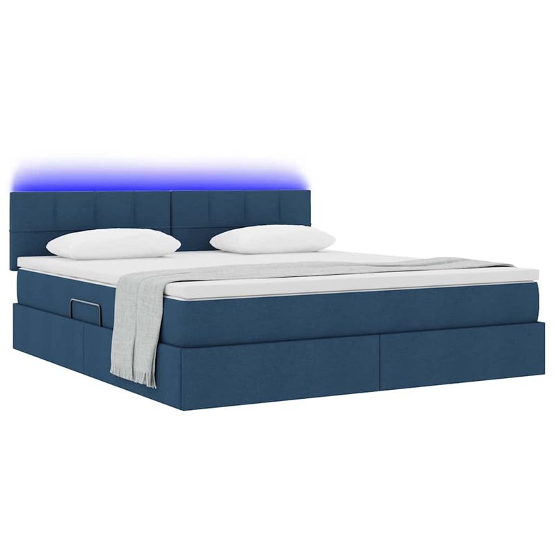 Casa si Gradina - Mobilier - Paturi si accesorii - Paturi - Pat cu lumini cu banda LED albastru 160 x 200 cm tesatura - Infinity.ro
