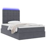 Casa si Gradina - Mobilier - Paturi si accesorii - Paturi - Pat cu lumini cu banda LED Gri inchis 120 x 200 cm Catifea - Infinity.ro