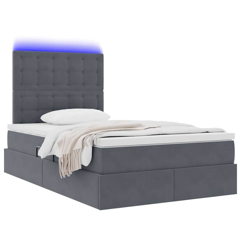 Casa si Gradina - Mobilier - Paturi si accesorii - Paturi - Pat cu lumini cu banda LED Gri inchis 120 x 200 cm Catifea - Infinity.ro