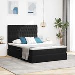 Casa si Gradina - Mobilier - Paturi si accesorii - Paturi - Pat cu lumini cu banda LED Negru 140 x 200 cm Catifea - Infinity.ro