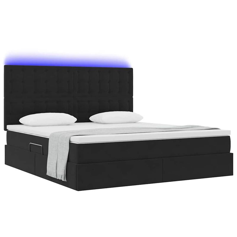 Casa si Gradina - Mobilier - Paturi si accesorii - Paturi - Pat cu lumini cu banda LED Negru 180 x 200 cm Catifea - Infinity.ro