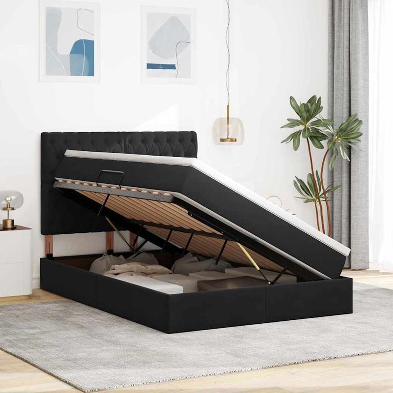 Casa si Gradina - Mobilier - Paturi si accesorii - Paturi - Pat cu lumini cu banda LED Negru 140 x 200 cm Catifea - Infinity.ro