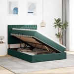 Casa si Gradina - Mobilier - Paturi si accesorii - Paturi - Pat cu lumini cu banda LED Verde inchis 140 x 200 cm Catifea - Infinity.ro