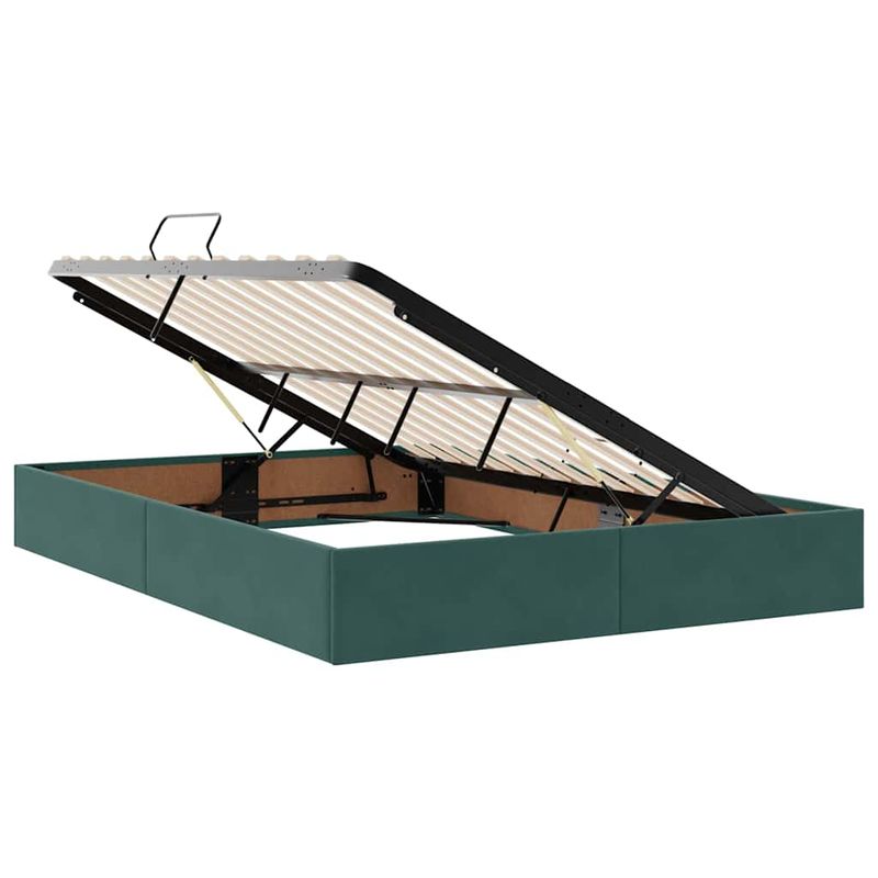 Casa si Gradina - Mobilier - Paturi si accesorii - Paturi - Pat cu lumini cu banda LED Verde inchis 140 x 200 cm Catifea - Infinity.ro