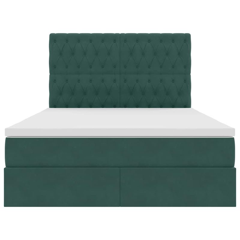 Casa si Gradina - Mobilier - Paturi si accesorii - Paturi - Pat cu lumini cu banda LED Verde inchis 140 x 200 cm Catifea - Infinity.ro