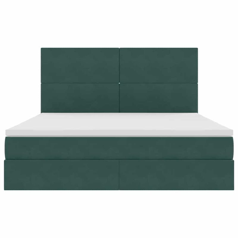 Casa si Gradina - Mobilier - Paturi si accesorii - Paturi - Pat cu lumini cu banda LED Verde inchis 160 x 200 cm Catifea - Infinity.ro