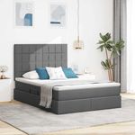 Casa si Gradina - Mobilier - Paturi si accesorii - Paturi - Pat cu lumini cu banda LED Gri inchis 140 x 200 cm tesatura - Infinity.ro