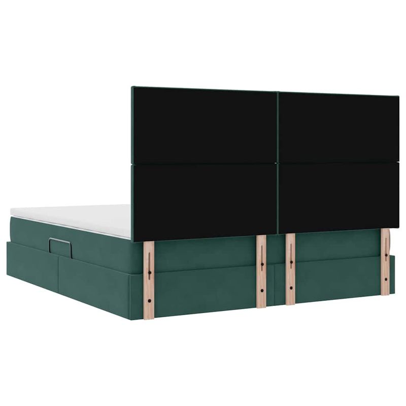 Casa si Gradina - Mobilier - Paturi si accesorii - Paturi - Pat cu lumini cu banda LED Verde inchis 160 x 200 cm Catifea - Infinity.ro