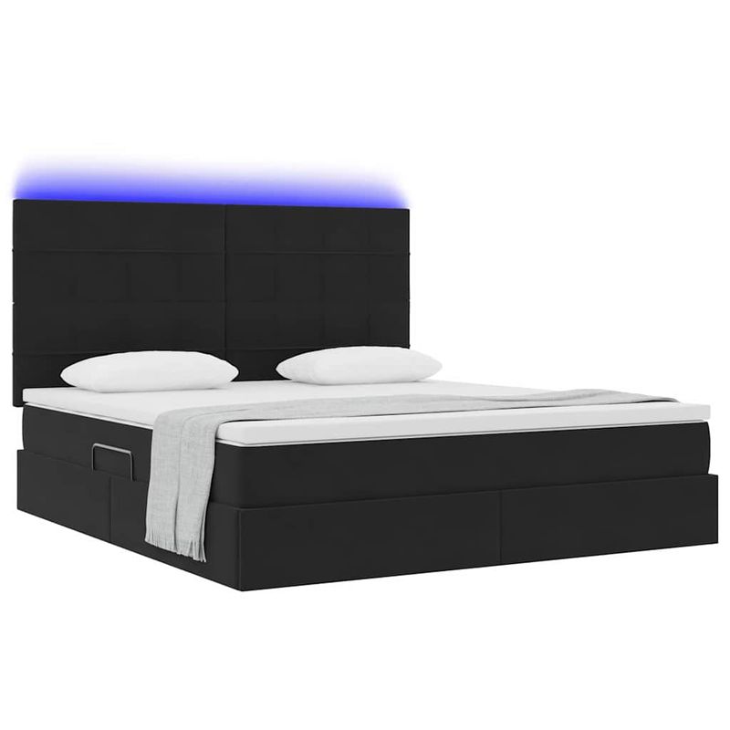 Casa si Gradina - Mobilier - Paturi si accesorii - Paturi - Pat cu lumini cu banda LED Negru 160 x 200 cm Catifea - Infinity.ro