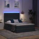 Casa si Gradina - Mobilier - Paturi si accesorii - Paturi - Pat cu lumini cu banda LED Gri inchis 140 x 200 cm Catifea - Infinity.ro