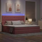 Casa si Gradina - Mobilier - Paturi si accesorii - Paturi - Pat cu lumini cu banda LED Roz 200 x 200 cm Catifea - Infinity.ro
