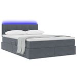 Casa si Gradina - Mobilier - Paturi si accesorii - Paturi - Pat cu lumini cu banda LED Gri inchis 140 x 200 cm Catifea - Infinity.ro