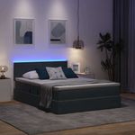 Casa si Gradina - Mobilier - Paturi si accesorii - Paturi - Pat cu lumini cu banda LED Gri inchis 140 x 190 cm Catifea - Infinity.ro
