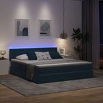 Casa si Gradina - Mobilier - Paturi si accesorii - Paturi - Pat cu lumini cu banda LED Albastru inchis 160 x 200 cm Catifea - Infinity.ro