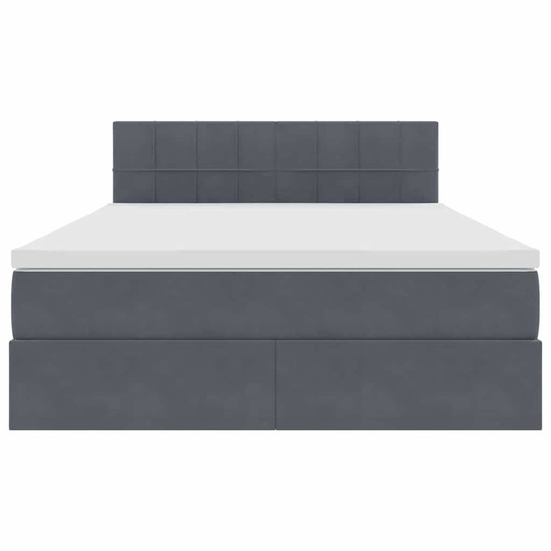 Casa si Gradina - Mobilier - Paturi si accesorii - Paturi - Pat cu lumini cu banda LED Gri inchis 140 x 200 cm Catifea - Infinity.ro