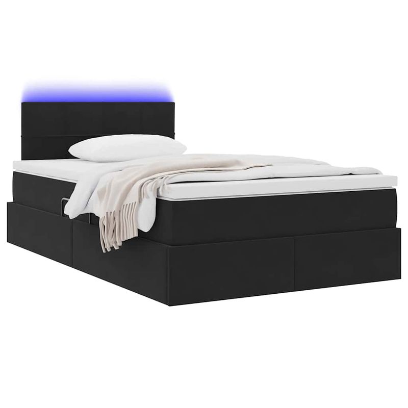 Casa si Gradina - Mobilier - Paturi si accesorii - Paturi - Pat cu lumini cu banda LED Negru 120 x 200 cm Catifea - Infinity.ro