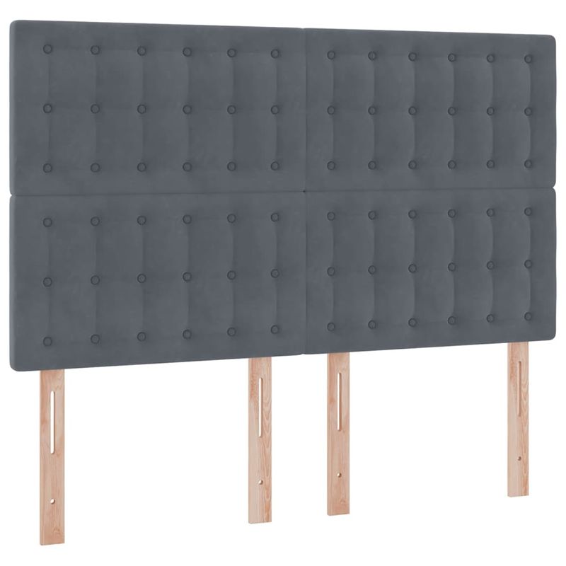 Casa si Gradina - Mobilier - Paturi si accesorii - Paturi - Pat cu lumini cu banda LED Gri inchis 140 x 200 cm Catifea - Infinity.ro