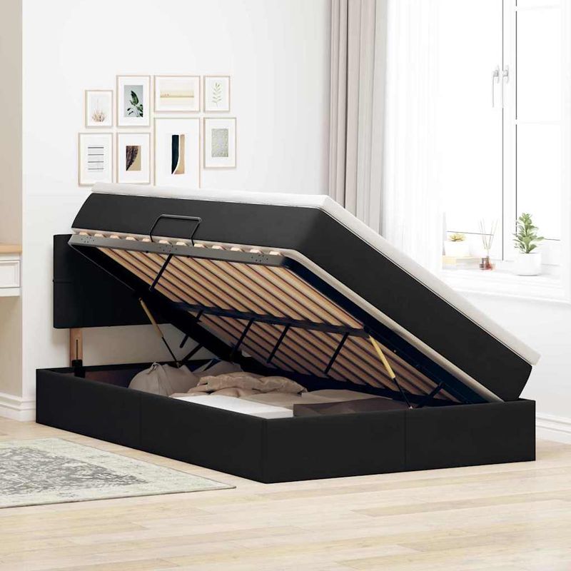 Casa si Gradina - Mobilier - Paturi si accesorii - Paturi - Pat cu lumini cu banda LED Negru 120 x 200 cm Catifea - Infinity.ro