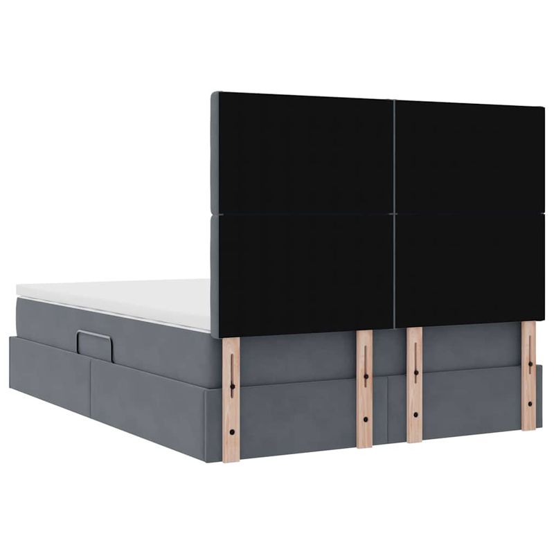 Casa si Gradina - Mobilier - Paturi si accesorii - Paturi - Pat cu lumini cu banda LED Gri inchis 140 x 200 cm Catifea - Infinity.ro