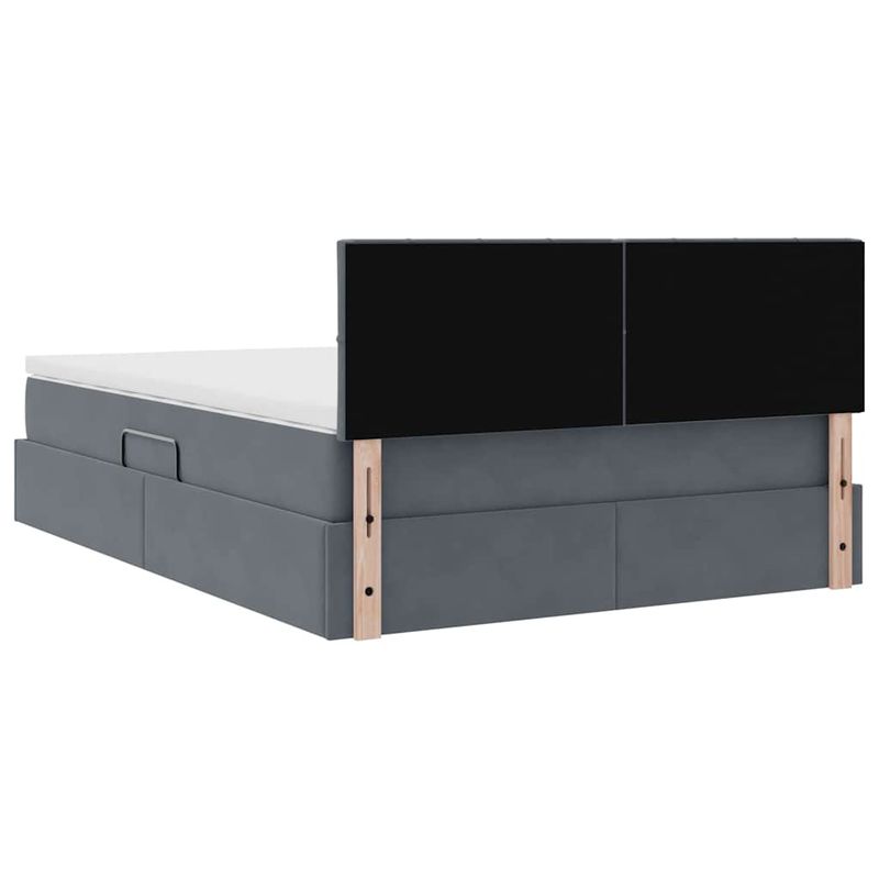 Casa si Gradina - Mobilier - Paturi si accesorii - Paturi - Pat cu lumini cu banda LED Gri inchis 140 x 200 cm Catifea - Infinity.ro