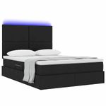 Casa si Gradina - Mobilier - Paturi si accesorii - Paturi - Pat cu lumini cu banda LED Negru 140 x 200 cm tesatura - Infinity.ro