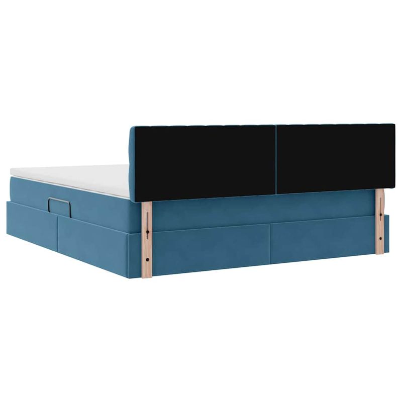 Casa si Gradina - Mobilier - Paturi si accesorii - Paturi - Pat cu lumini cu banda LED Albastru inchis 160 x 200 cm Catifea - Infinity.ro