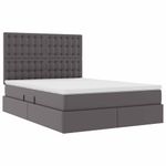 Casa si Gradina - Mobilier - Paturi si accesorii - Paturi - Pat cu lumini cu banda LED cu headboard Gri 140 x 200 cm PVC - Infinity.ro
