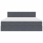 Casa si Gradina - Mobilier - Paturi si accesorii - Paturi - Pat cu lumini cu banda LED Gri inchis 160 x 200 cm Catifea - Infinity.ro