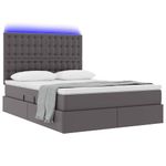 Casa si Gradina - Mobilier - Paturi si accesorii - Paturi - Pat cu lumini cu banda LED cu headboard Gri 140 x 200 cm PVC - Infinity.ro