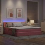 Casa si Gradina - Mobilier - Paturi si accesorii - Paturi - Pat cu lumini cu banda LED Roz 160 x 200 cm Catifea - Infinity.ro