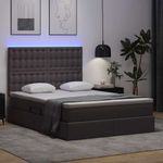 Casa si Gradina - Mobilier - Paturi si accesorii - Paturi - Pat cu lumini cu banda LED cu headboard Gri 140 x 200 cm PVC - Infinity.ro