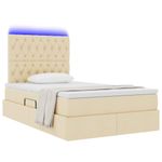 Casa si Gradina - Mobilier - Paturi si accesorii - Paturi - Pat cu lumini cu banda LED Creme 120 x 200 cm tesatura - Infinity.ro