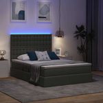 Casa si Gradina - Mobilier - Paturi si accesorii - Paturi - Pat cu lumini cu banda LED Gri inchis 140 x 200 cm tesatura - Infinity.ro
