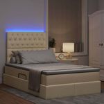 Casa si Gradina - Mobilier - Paturi si accesorii - Paturi - Pat cu lumini cu banda LED Creme 120 x 200 cm tesatura - Infinity.ro