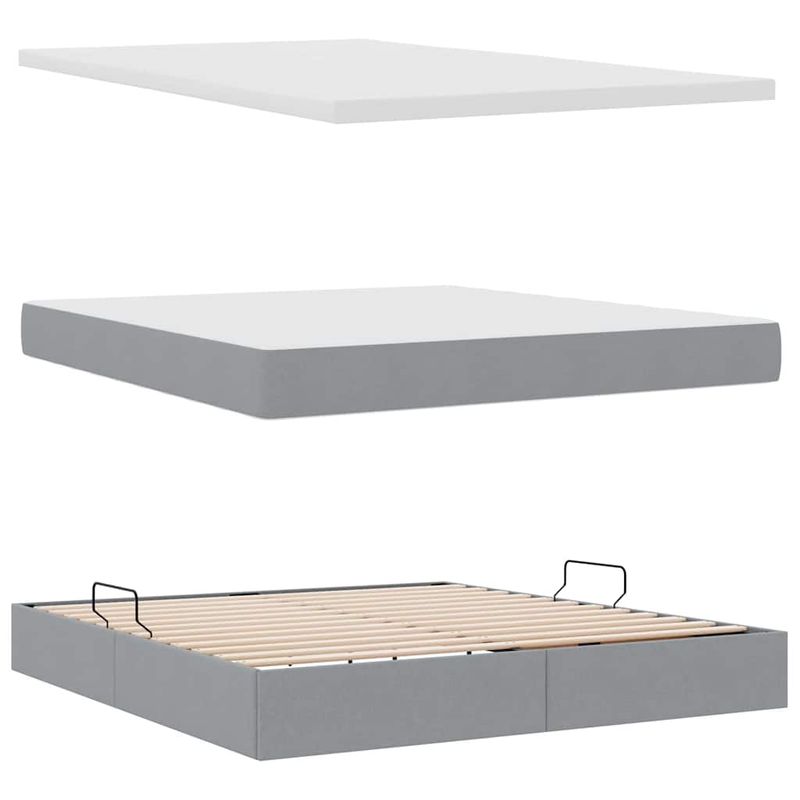 Casa si Gradina - Mobilier - Paturi si accesorii - Paturi - Pat cu lumini cu banda LED Gri deschis 160 x 200 cm tesatura - Infinity.ro
