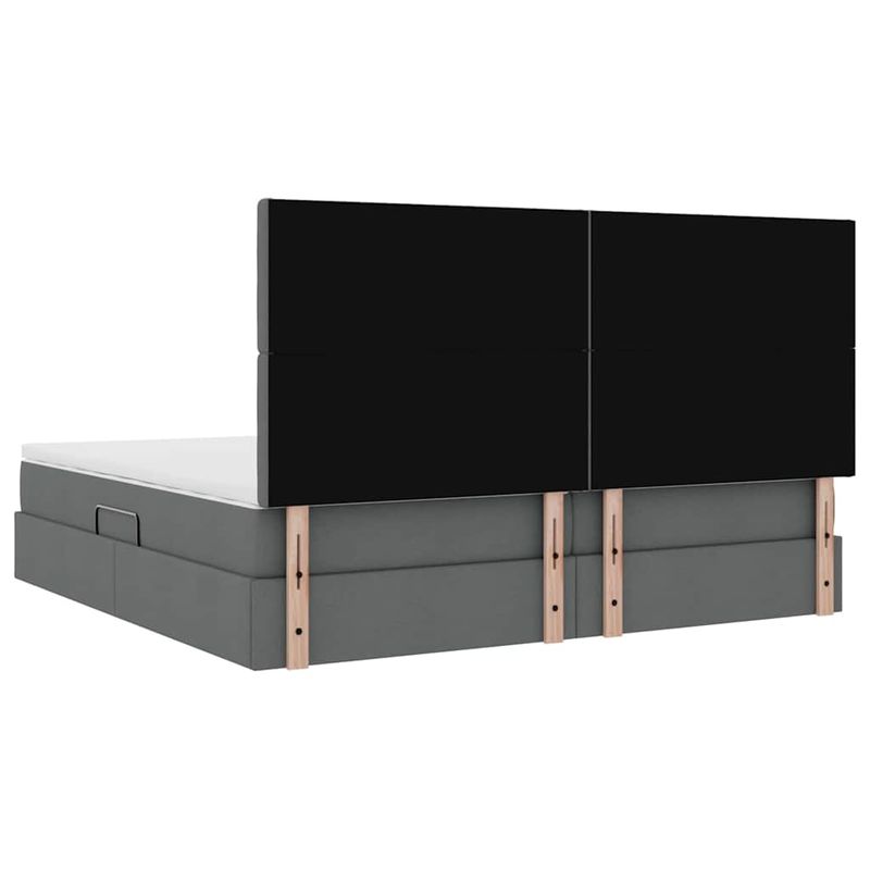 Casa si Gradina - Mobilier - Paturi si accesorii - Paturi - Pat cu lumini cu banda LED Gri inchis 200 x 200 cm tesatura - Infinity.ro