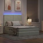 Casa si Gradina - Mobilier - Paturi si accesorii - Paturi - Pat cu lumini cu banda LED Gri deschis 140 x 190 cm Catifea - Infinity.ro