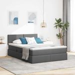 Casa si Gradina - Mobilier - Paturi si accesorii - Paturi - Pat cu lumini cu banda LED Gri inchis 140 x 190 cm tesatura - Infinity.ro