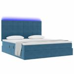 Casa si Gradina - Mobilier - Paturi si accesorii - Paturi - Pat cu lumini cu banda LED Albastru inchis 160 x 200 cm Catifea - Infinity.ro