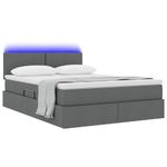 Casa si Gradina - Mobilier - Paturi si accesorii - Paturi - Pat cu lumini cu banda LED Gri inchis 140 x 190 cm tesatura - Infinity.ro