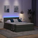 Casa si Gradina - Mobilier - Paturi si accesorii - Paturi - Pat cu lumini cu banda LED Gri inchis 140 x 190 cm tesatura - Infinity.ro