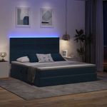 Casa si Gradina - Mobilier - Paturi si accesorii - Paturi - Pat cu lumini cu banda LED Albastru inchis 160 x 200 cm Catifea - Infinity.ro