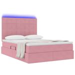 Casa si Gradina - Mobilier - Paturi si accesorii - Paturi - Pat cu lumini cu banda LED Roz 140 x 190 cm Catifea - Infinity.ro