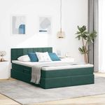 Casa si Gradina - Mobilier - Paturi si accesorii - Paturi - Pat cu lumini cu banda LED Verde inchis 140 x 190 cm Catifea - Infinity.ro