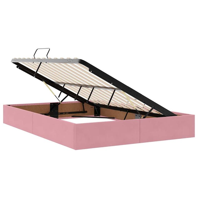 Casa si Gradina - Mobilier - Paturi si accesorii - Paturi - Pat cu lumini cu banda LED Roz 140 x 190 cm Catifea - Infinity.ro