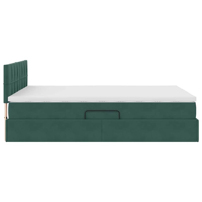 Casa si Gradina - Mobilier - Paturi si accesorii - Paturi - Pat cu lumini cu banda LED Verde inchis 140 x 190 cm Catifea - Infinity.ro