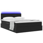 Casa si Gradina - Mobilier - Paturi si accesorii - Paturi - Pat cu lumini cu banda LED Negru 140 x 190 cm Catifea - Infinity.ro
